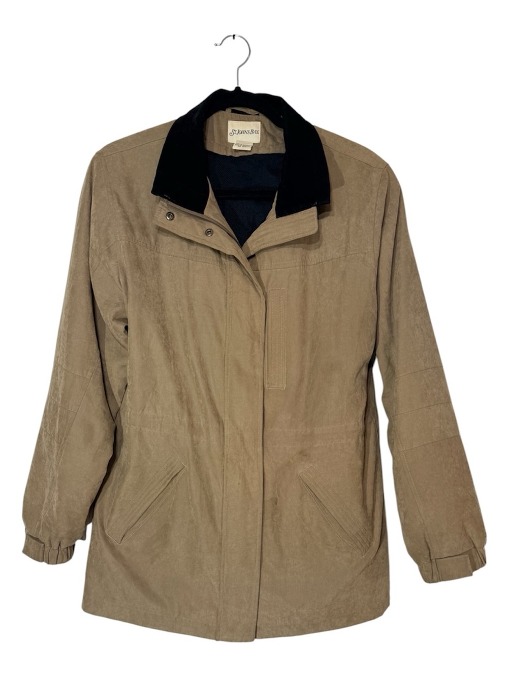 St. John's Bay Tan Utility Jacket with Black Collar